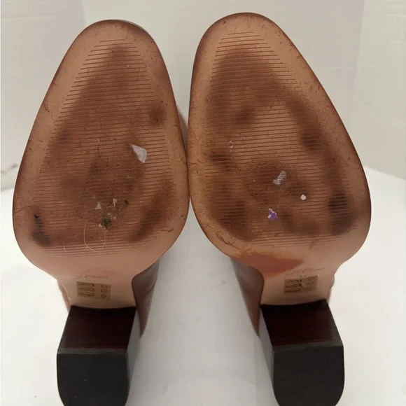 J. CREW SADIE RICH OAK KNEE HIGH LEATHER UPPER AND STACKED HEEL IMPORTED SZ 11 - Picture 9 of 12